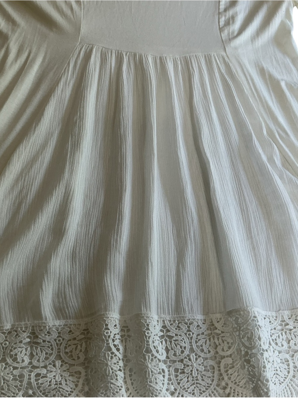 Monoreno Ivory White Crochet Lace Trim Tunic Dress Women's Small Long Sleeve - Picture 8 of 10